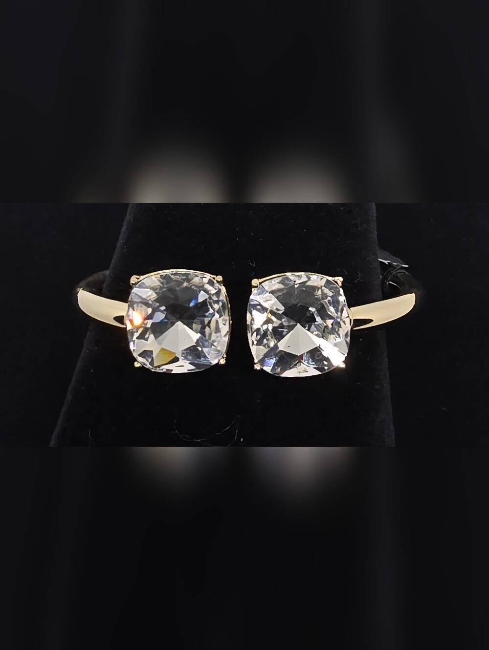 Cache Gold-Tone Bracelet with Clear Crystal Endstones